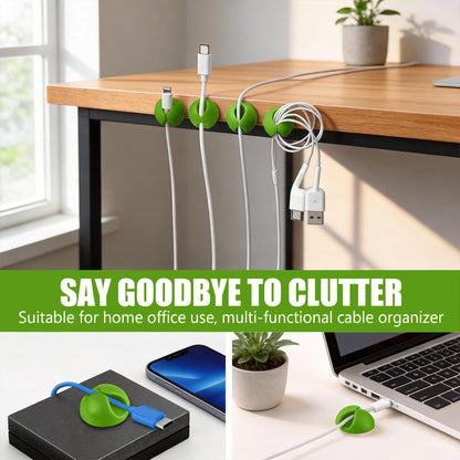 3PCS Cord Holder Cable Clips, Round Silicone Adhesive Cord Organizer Charger Holder Wire Management Keeper for Home, Nightstand, Desk, Office or Mouse, Light Green
