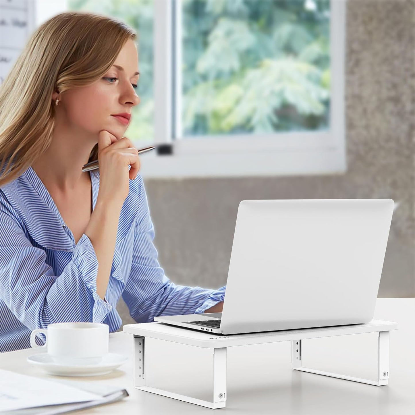 BESIGN MS01 Monitor Stand Riser, Height Adjustable Laptop Stand, Computer Monitor Stand for Monitor, Computer,Laptop,Printer (Black)