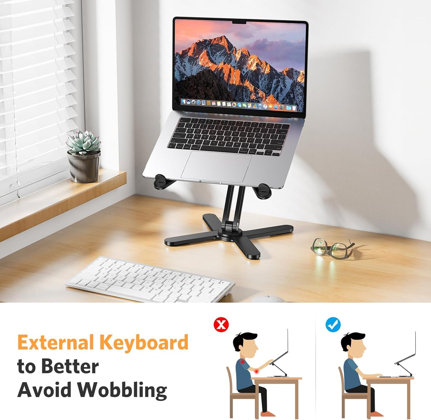OMOTON LA10 360° Rotating Laptop Stand Riser for Desk, Ergonomic Foldable Computer Stand Adjustable Height Angles for Collaborative Work, Easy Storage Fit Macbooks,All Laptops up to 16 inches, Silver