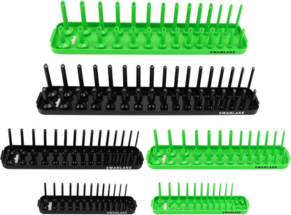 Magnetic Socket Organizer Set, 6PCS Socket Holder, 1/4", 3/8", 1/2" Sockets Holds 143 Pieces Magnetic Sockets Trays (Blue&red, 6 Pcs)