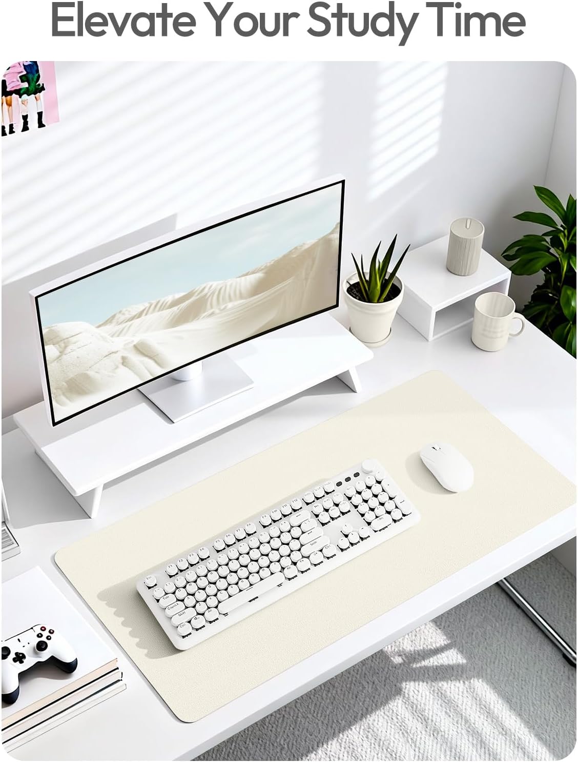YSAGi Leather Desk Protector, Office Mat, Large Mouse Mat, Non-Slip PU Leather Blotter, Laptop Pad, Waterproof Writing Pad for Office and Home (Light Pink, 23.6" x 13.8") - Colors A