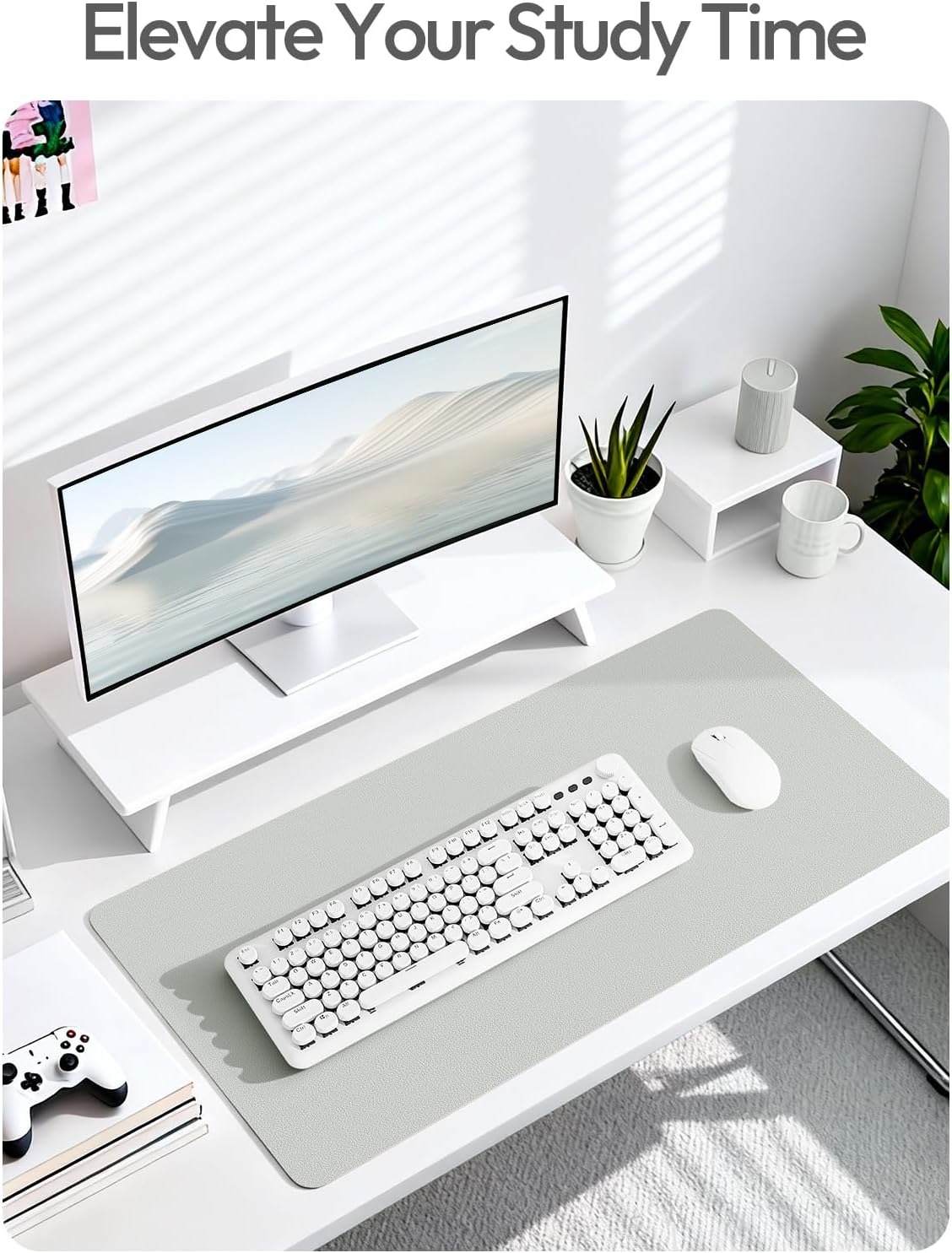 YSAGi Leather Desk Protector, Office Mat, Large Mouse Mat, Non-Slip PU Leather Blotter, Laptop Pad, Waterproof Writing Pad for Office and Home (Light Pink, 23.6" x 13.8") - Colors A