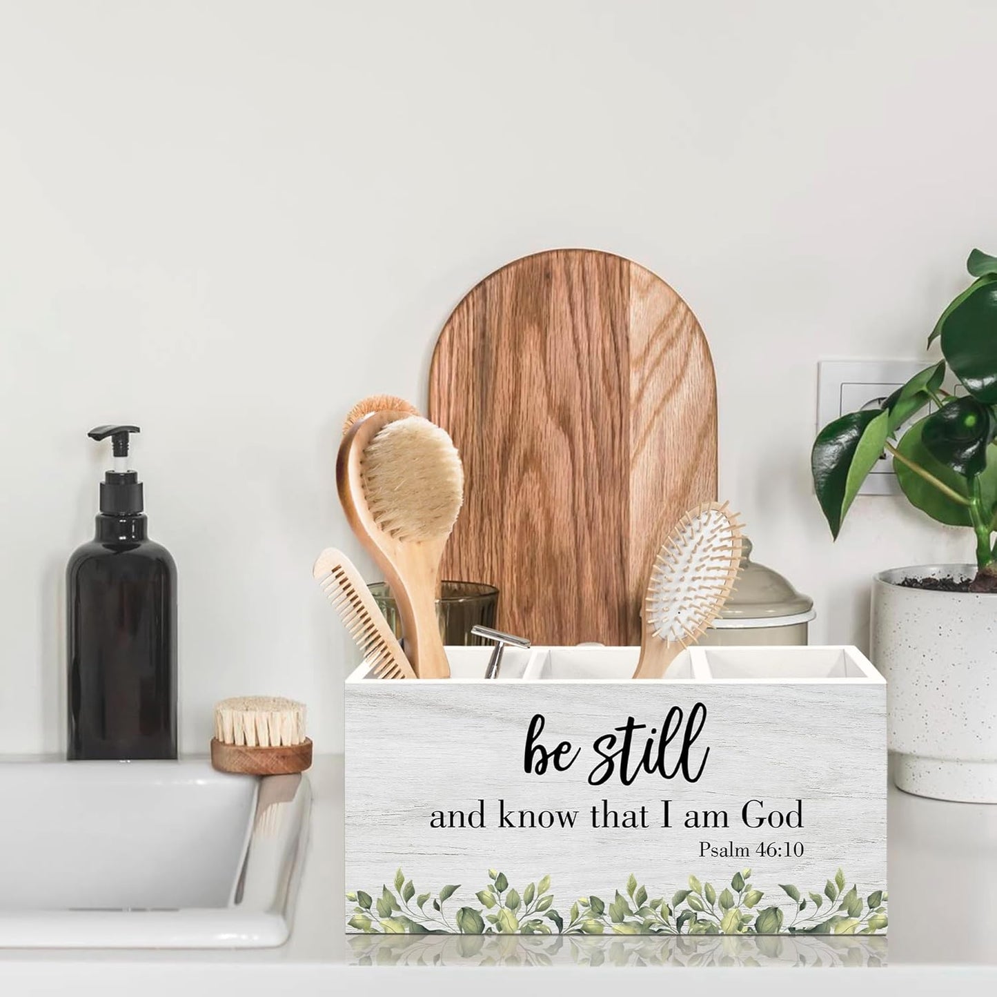 Christian Sparrow Bird Pen Holder for Desk, Religious Scripture Bible Verse Pencil Organizer, His Eye is on The Sparrow Bird Wooden Pen Holder Desk Accessories Decor for Home Office