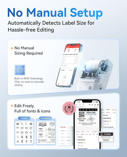 NIIMBOT B1 Label Maker Machine, Thermal Label Printer Easy to Use for Office, Home, Business, Came with 1 Roll White Label(Blue)