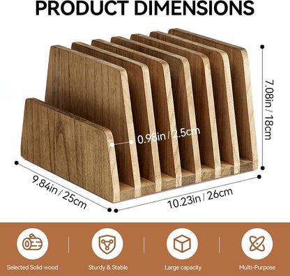 KIRIGEN Desktop File Document Holder Stand 7 Slots Mail Paper Organizer Desk Sorter Holder for File Document Organizer Stand for Home Office Natural (7KWJJ-NA)