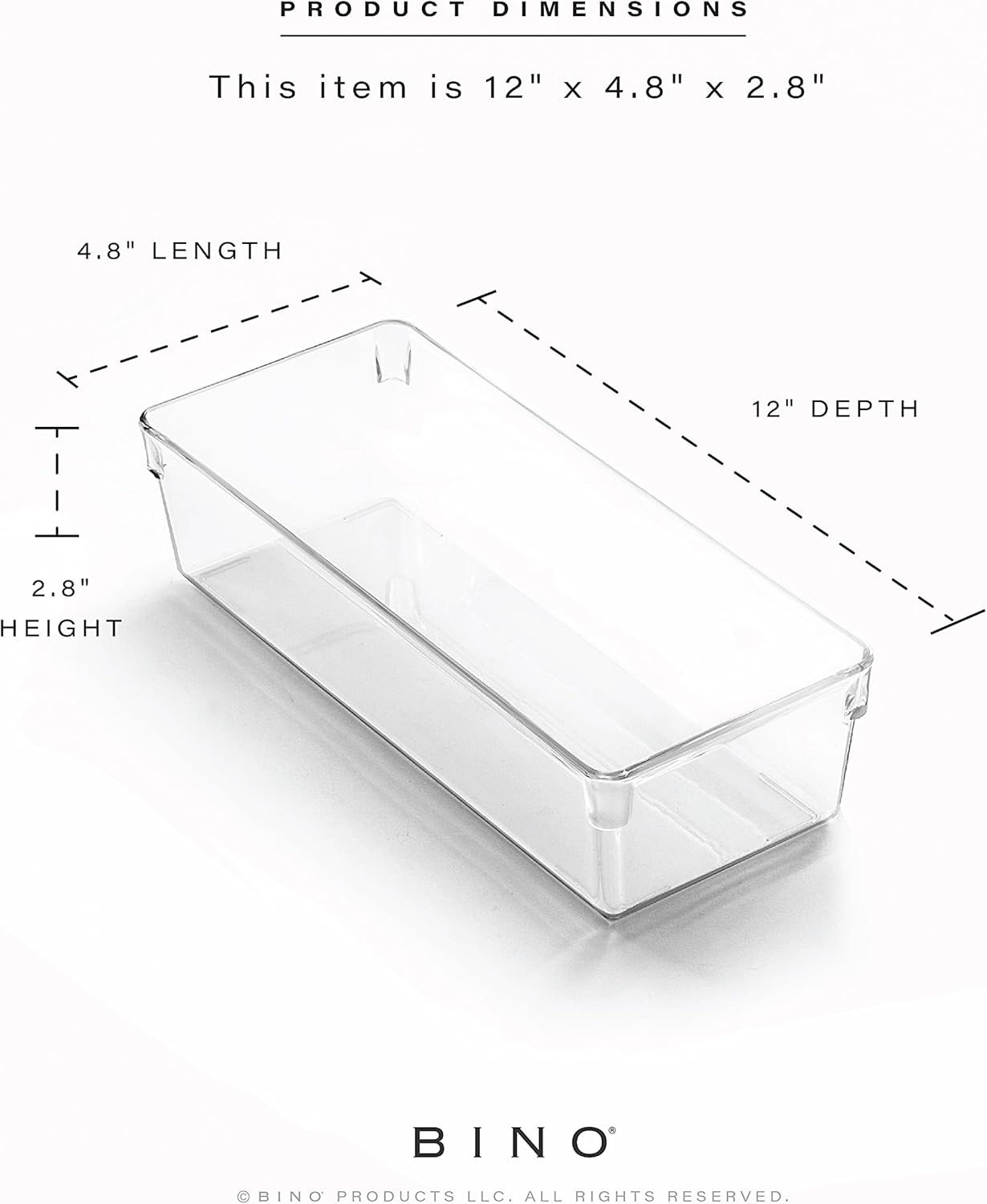 BINO | Oblong Plastic Drawer Organizer Bin, 2-Pack | THE ARTISAN COLLECTION | Multi-Purpose | Durable | BPA-Free | Desk, Vanity, Bathroom & Makeup Drawer Organizer