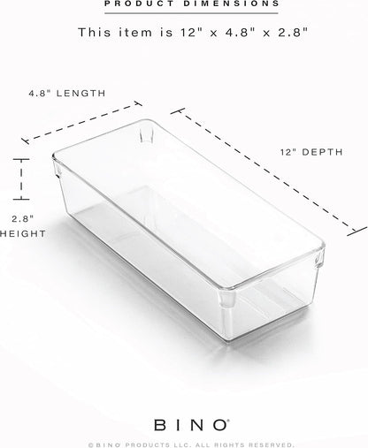 BINO | Oblong Plastic Drawer Organizer Bin, 2-Pack | THE ARTISAN COLLECTION | Multi-Purpose | Durable | BPA-Free | Desk, Vanity, Bathroom & Makeup Drawer Organizer