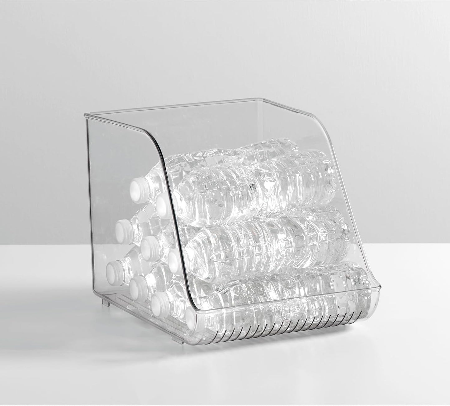 iDesign Plastic Water Bottle Organizer for Fridge, Bottle Holder for Kitchen and Pantry, Clear, 2-Pack