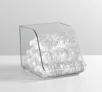 iDesign Plastic Water Bottle Organizer for Fridge, Bottle Holder for Kitchen and Pantry, Clear, 2-Pack
