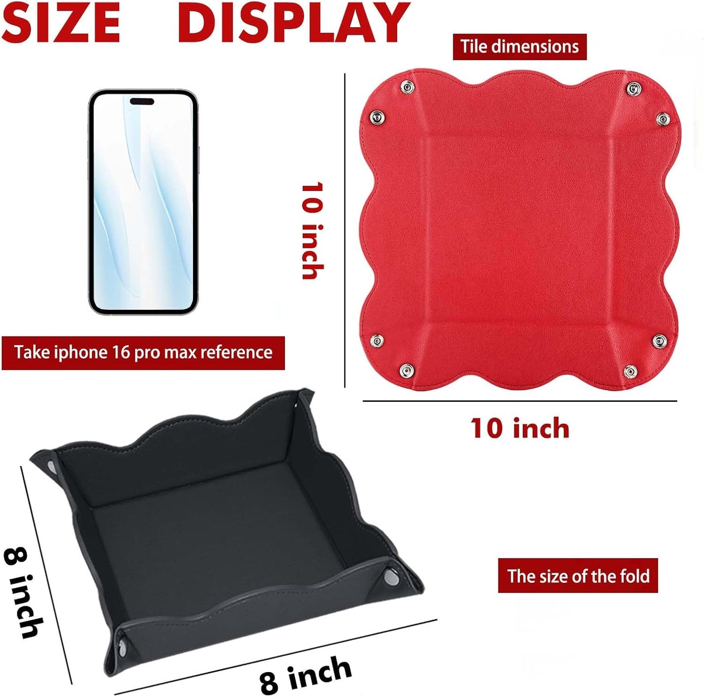 Valet Tray for Men Women 2 Pack - PU Leather Travel Catchall Tray Organizer - Desk Bedside Nightstand Storage Box for Jewelry Key Phone Remote Controller Wallet Watch Glasses Readers -White