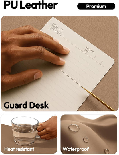 YSAGi Leather Desk Protector, Office Mat, Large Mouse Mat, Non-Slip PU Leather Blotter, Laptop Pad, Waterproof Writing Pad for Office and Home (Light Pink, 23.6" x 13.8") - Colors B