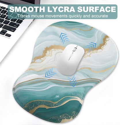 Ergonomic Mouse Pad with Wrist Rest and Keyboard Wrist Rest, Black Mousepad and Wrist Rest for Computer Keyboard, Pain Relief, Non-Slip PU Base, Gel Mouse Pad with Wrist Support for Gaming, Office
