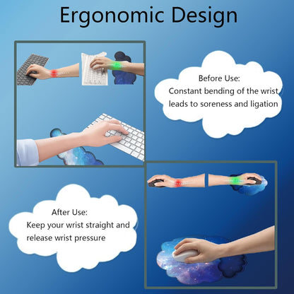 Cloud Wrist Rest Keyboard Pink Mouse Pad Set with Wrist Rest Ergonomic Wrist Pad Memory Foam Non-Slip Base Cute Gradient Wrist Support for Computer Laptop Gaming Home Office Relief Typing Pain