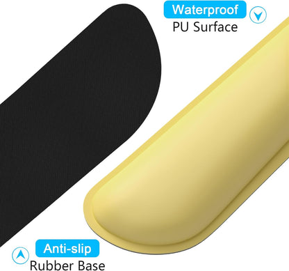 Dapesuom Keyboard Wrist Rest Set, Cute PU Leather Wrist Cushion for Computer Keyboard and Mousepad, Memory Foam Mouse Pad Rests Support with Non-Slip Base for Typing Pain Relief Laptop, Colonial White