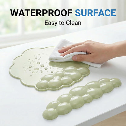 Ergonomic Cloud-Shaped Keyboard Wrist Rest & Non-Slip Mouse Pad Set, Soft Gel Support, Easy-to-Clean, Durable, Ideal for Long Work & Study Hours