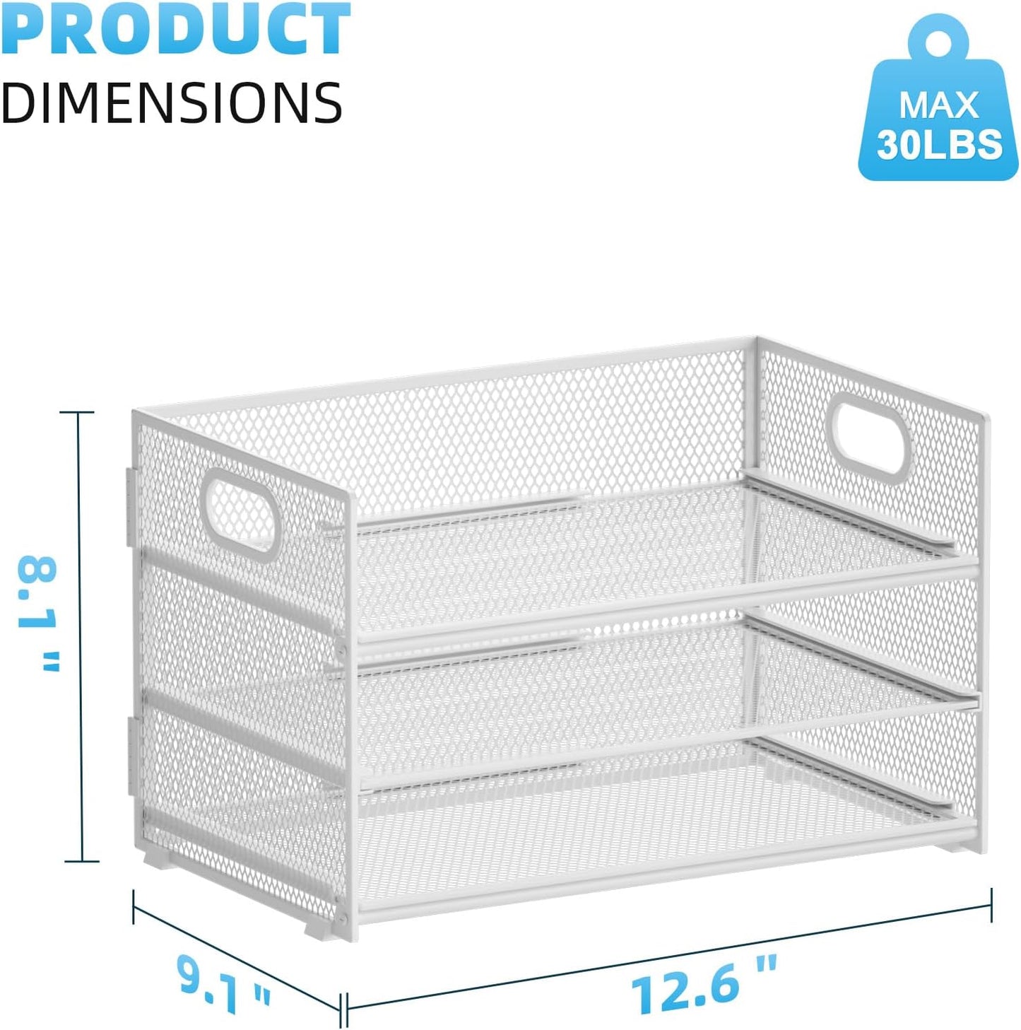 Marbrasse 3 Tier Paper Organizer Letter Tray, Mesh File Organizer with Handle, Paper Sorter Desk Organizer for Home Office Supplies