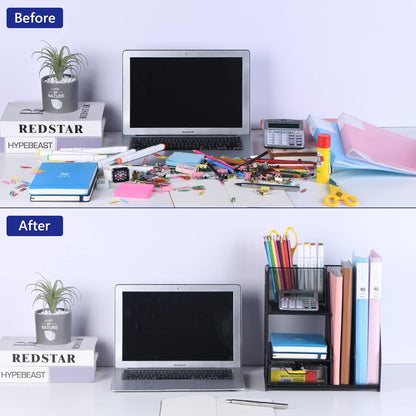 Topwey Pen Holder for Desk, 360 Rotating Pencil Holder, Cup Holder for Desk Office, Desk Organizers and Accessories in Black