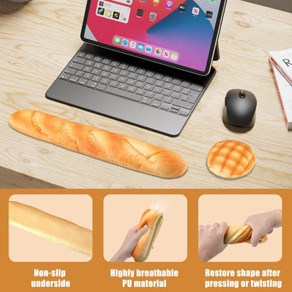Soft Toast Bread Baguette Shape Anti-Skid Keyboard Wrist Rest Support & Mouse Wrist Support for Office,Computer,Laptop& Mac