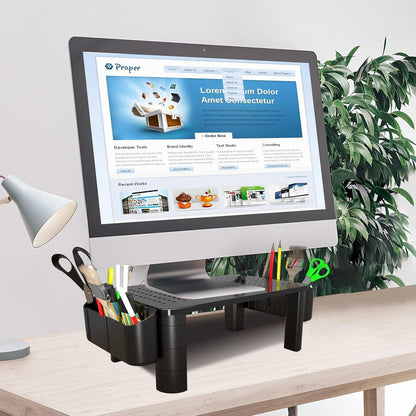 Pholiten Monitor Stand Riser, Desktop Stand, Computer Stand, Ergonomic Design, Two-Level Design, Desktop Organization, Keyboard Smartphone Storage, Printer Stand, Display Stand, 16.5 x 9.3 x 5.6