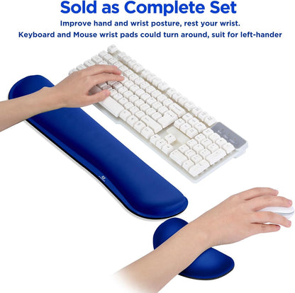 Gimars Upgrade Enlarge Silky and Superfine Fabric Gel Memory Foam Keyboard Wrist Rest Set, Ergonomic Keyboard Mouse Wrist Support for Typing Pain Relief, Comfort for Office, Gaming, Computer