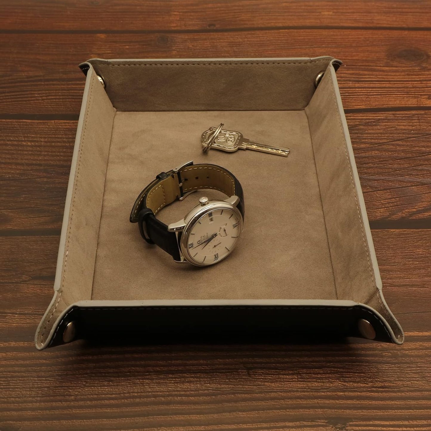 Valet Organizer - Catchall Tray for Jewelry, Wallets, Watches, Keys, Coins, Phones, Glasses - Perfect for Nightstand, Desk, Entryway