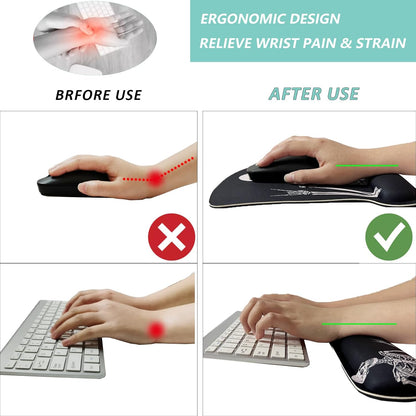 Keyboard Wrist Rest Pad Mouse Pad with Wrist Support Set of 3, Gaming Mousepad with Non-Slip Rubber Base, Ergonomic Memory Foam Mouse Cushion Support for Home Office Laptop Computer, Navy Blue