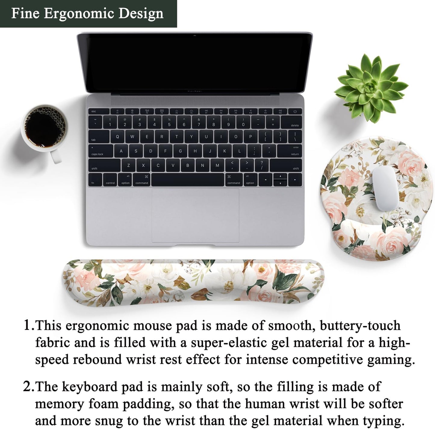 Ghost Book Mousepad with Wrist Rest Halloween Computer Keyboard Mouse Pad Black Cute, Mouse Pad with Wrist Rest for Computer Keyboard, 2 In1 Mousepad with Wrist Support Easy Typing&Relieve Wrist Pai