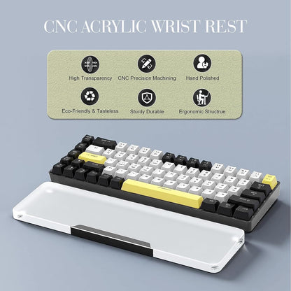 SELORSS Acrylic Keyboard Wrist Rest 98-Key Mechanical Keyboards Ergonomic Palm Rest for Computer Keyboard,Anti-Slip Base,Wrist Pad for Laptop,Office & Home-Easy Typing