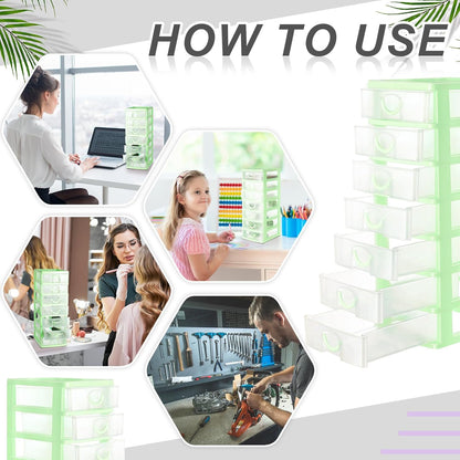 Thyle 2 Pcs Plastic Drawers Organizer Mini Organizer Stackable Plastic Clear Drawer Storage Box Containers Storage Units for Desktop Classroom Craft 6.7 x 4.9 x 13.4 inches(Purple)