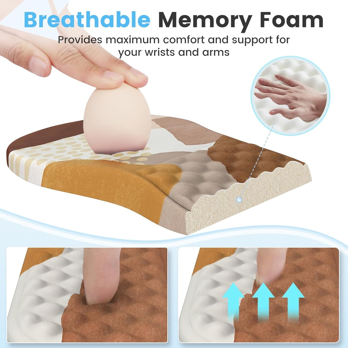 HAOCOO Keyboard Wrist Rest, Ergonomic Mouse Pad with Wrist Rest, 3 in 1 Keyboard and Mouse pad with Coaster Set, Memory Foam Wrist Support, Non-Slip PU Base for Home Office, Rose Gold Pink