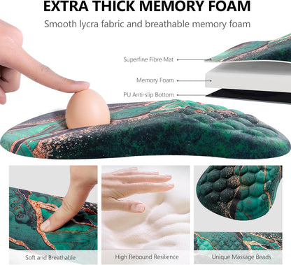 Mouse Pad Wrist Support, Laokiiy 2 in1 Keyboard Wrist Rest+ Ergonomic Mouse Pad, Non-Slip Wrist Rest for Computer Keyboard, Made Easy Typing & Relieve Wrist Pain（Banana Leaf Green）