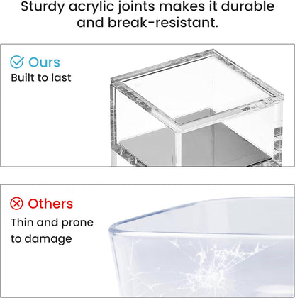 OfficeGoods 3-Tier Stackable Acrylic Holder- Stylish Desk Organizer and Storage for Office or Home – Transparent Round Design with Gold Metal Base
