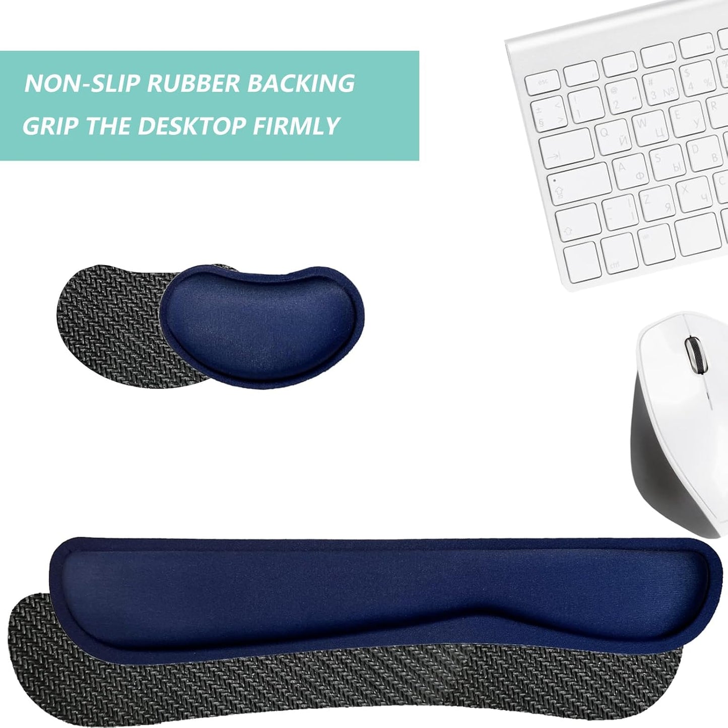 Keyboard Wrist Rest Mouse Wrist Support Set, Memory Foam Wrist Rest Pad for Computer Laptop Keyboard Mouse, Ergonomic Wrist Cushion Support for Typing Pain Relief, Gaming Home Office, Purple