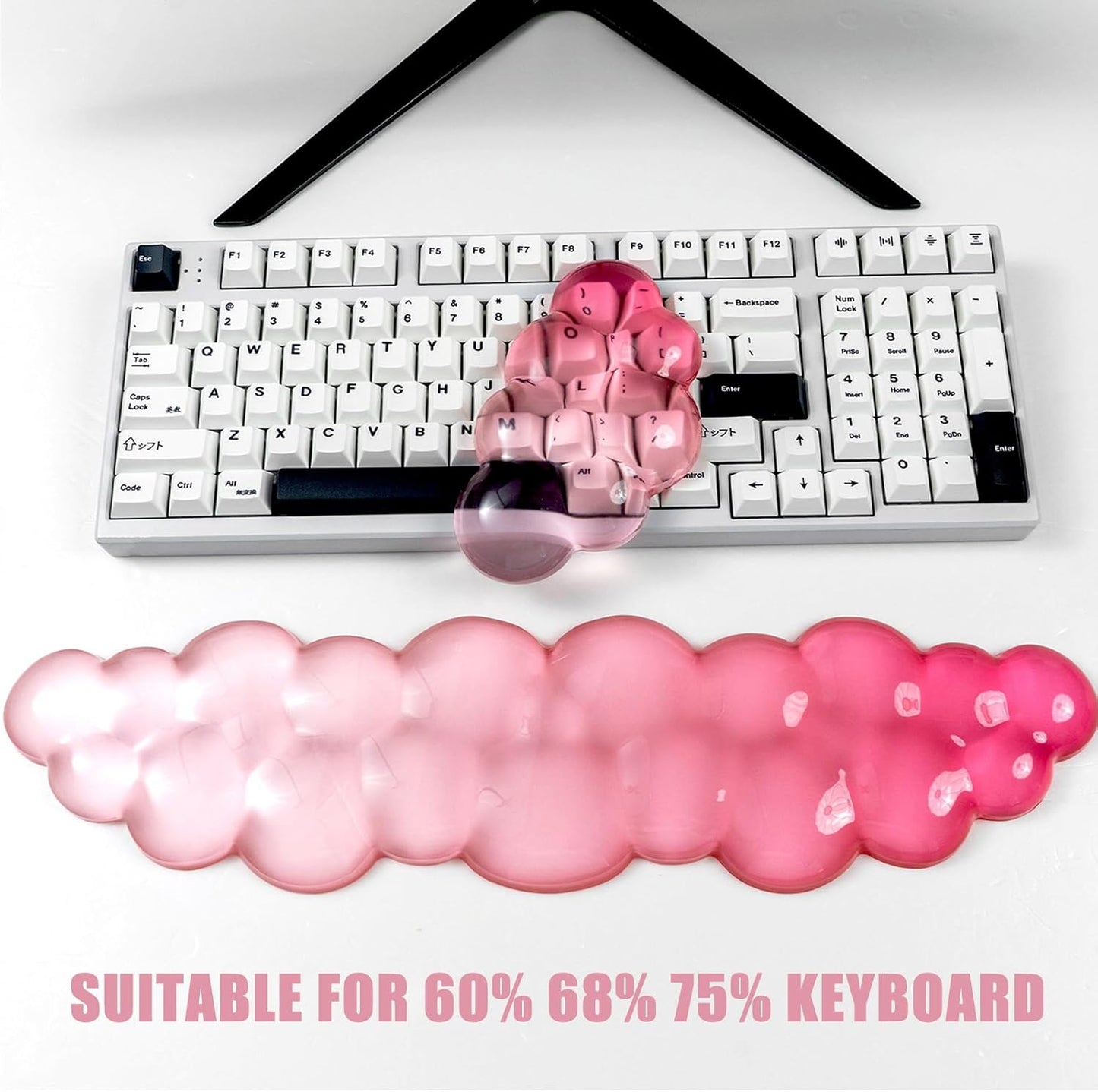 Gel Keyboard and Mouse Wrist Rest Set – Clear Cloud Wrist Rest for Computer Keyboard 60%/68%/75%, Comfort & Support for Typing and Gaming(Purple Green)