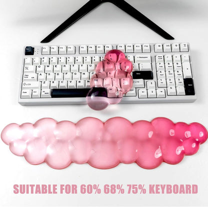 Gel Keyboard and Mouse Wrist Rest Set – Clear Cloud Wrist Rest for Computer Keyboard 60%/68%/75%, Comfort & Support for Typing and Gaming(Purple Green)