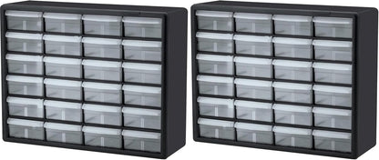 Akro-Mils 24-Drawer Plastic Drawer Storage Cabinet for Garage Organization, Bead Organizer, Building Bricks Storage, Teacher Toolbox, Makeup Organizer, 20" W x 6" D x 16" H, 10124 Black