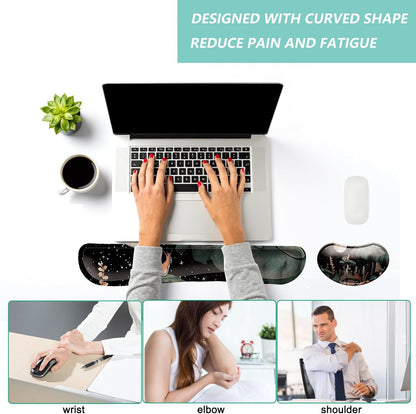 Keyboard Wrist Rest Mouse Wrist Support Set, Memory Foam Wrist Rest Pad for Computer Laptop Keyboard Mouse, Ergonomic Wrist Cushion Support for Typing Pain Relief, Gaming Home Office, Purple