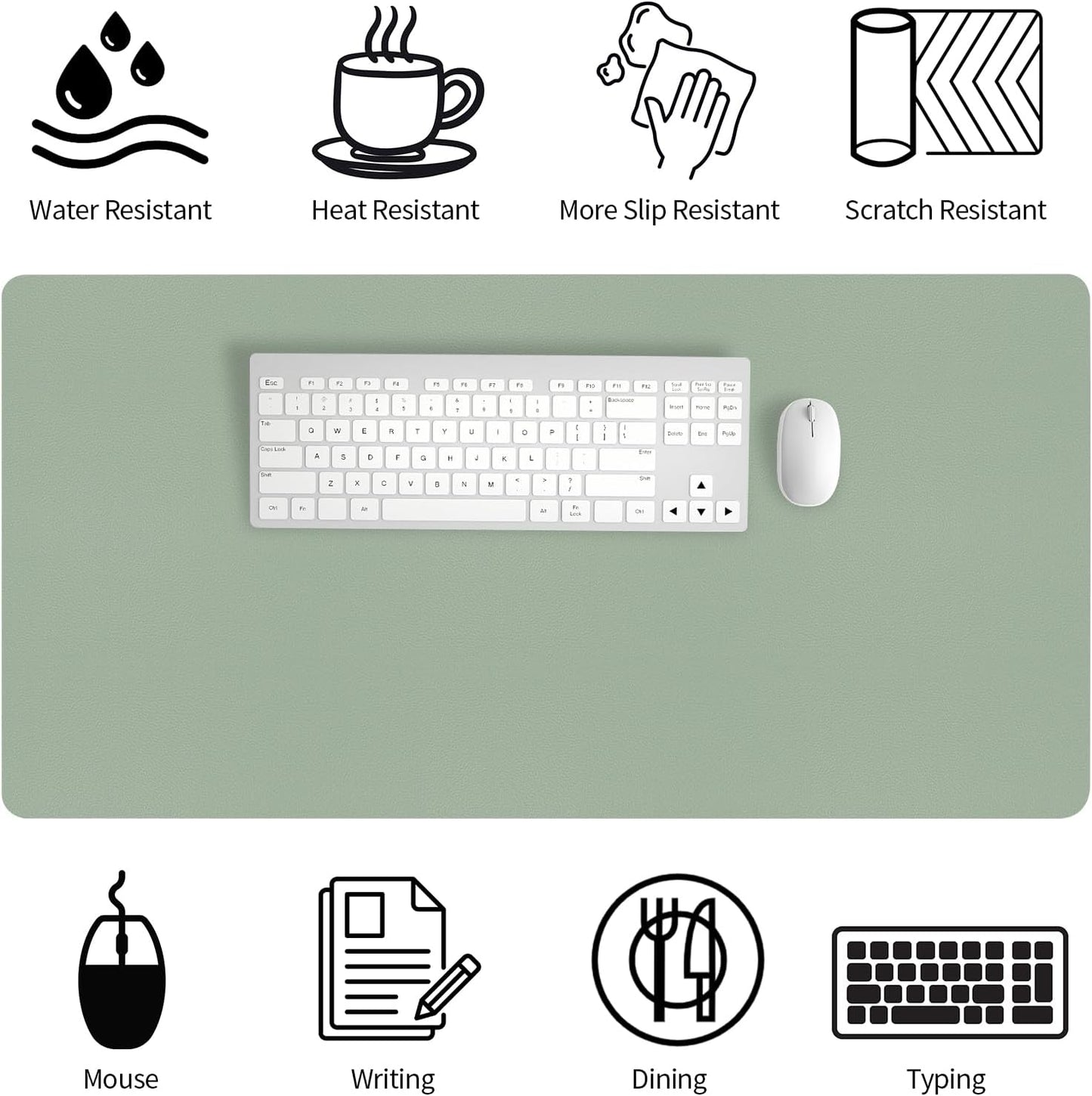 Bloss Leather Desk Pad and Keyboard Wrist Rest, Large Mouse Pad + Keyboard Pad+Mouse Wrist Support, Non-Slip Desk Mat Protector for Office, Home(31.5×15.7 Inches,Beige)