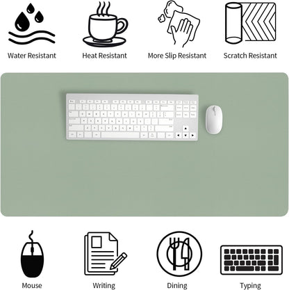 Bloss Leather Desk Pad and Keyboard Wrist Rest, Large Mouse Pad + Keyboard Pad+Mouse Wrist Support, Non-Slip Desk Mat Protector for Office, Home(31.5×15.7 Inches,Beige)