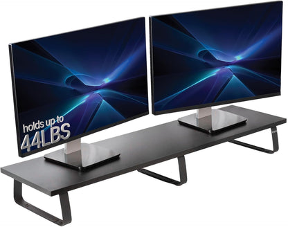 VIVO 39 inch Extra Long Monitor Stand, Wood & Steel Desktop Riser, Dual Screen, TV, Keyboard, Laptop, Ergonomic Desk and Tabletop Organizer, Black, STAND-V000DL