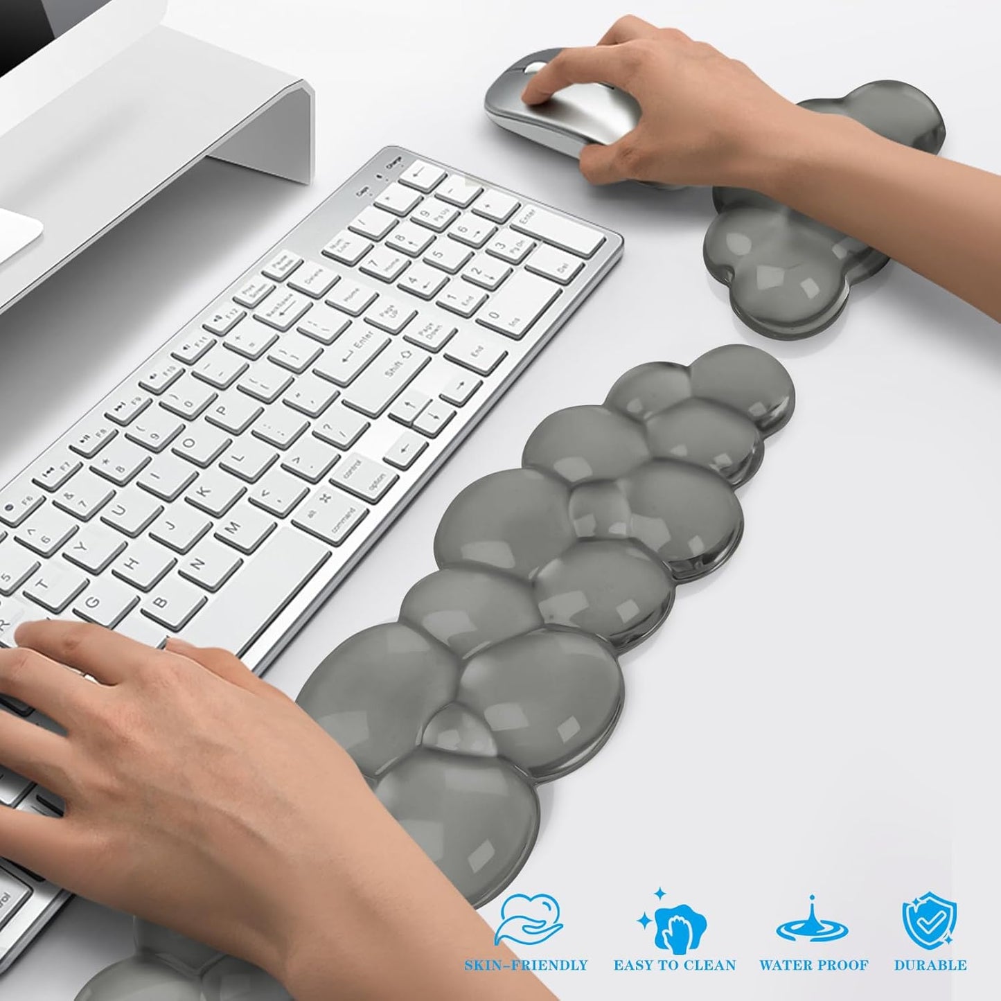 Gel Cloud Keyboard and Mouse Wrist Rest, Cute Wrist Support and Arm Support Keyboard Rest for Keyboard and Mouse Typing Pain Relief，Suitable for Office/Computer/Laptop/Gaming (Pink)