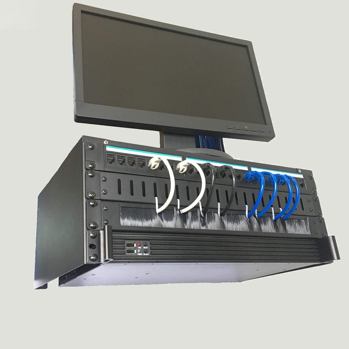 Jingchengmei 1U Disassembled Rack Mount Cable Management Panel with Brush for Cable Entry for 19-Inch Rack or Cabinet Black (BF01UAB2)