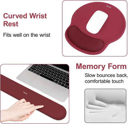 MOSISO Wrist Rest Support for Mouse Pad&Keyboard Set, Circle Curved Ergonomic Mousepad&Coaster Non-Slip Base Home/Office Pain Relief&Easy Typing Pad with Soft Cloth&Silicone Lining, Antique Green
