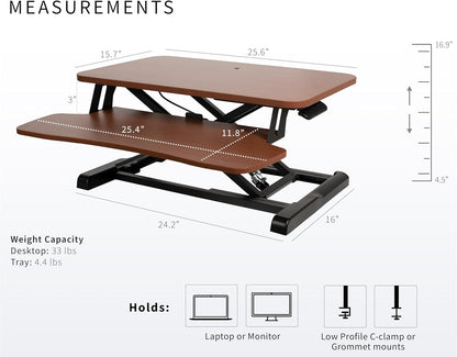 VIVO 26 inch Desk Converter, K Series, Height Adjustable Sit to Stand Riser, Dual Monitor and Laptop Workstation with Keyboard Tray, Black, DESK-V026KB