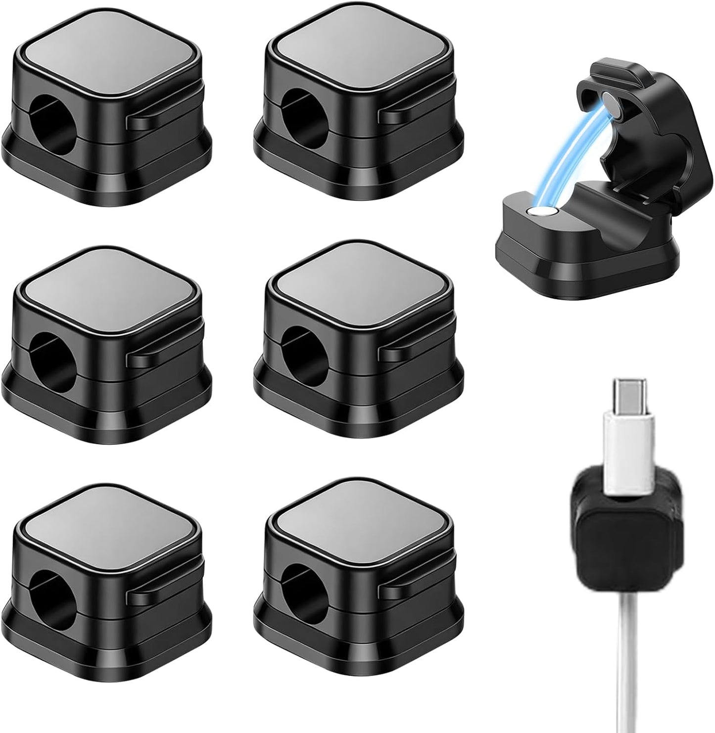 10PCS Magnetic Cable Organizer,Desk Wall Mounted Cord Storage Rack for Phone Charger Data Cable Management,White