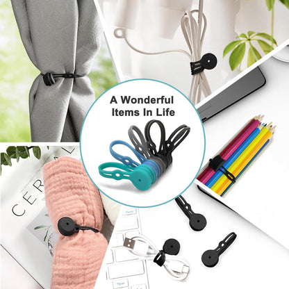 Magnetic Cable Ties 10 Pack, Silicone Cable Ties Charging Cord Organizer Travel Cable Management Straps Headphone Cord Wrap Reusable & Sturdy Cable Winder