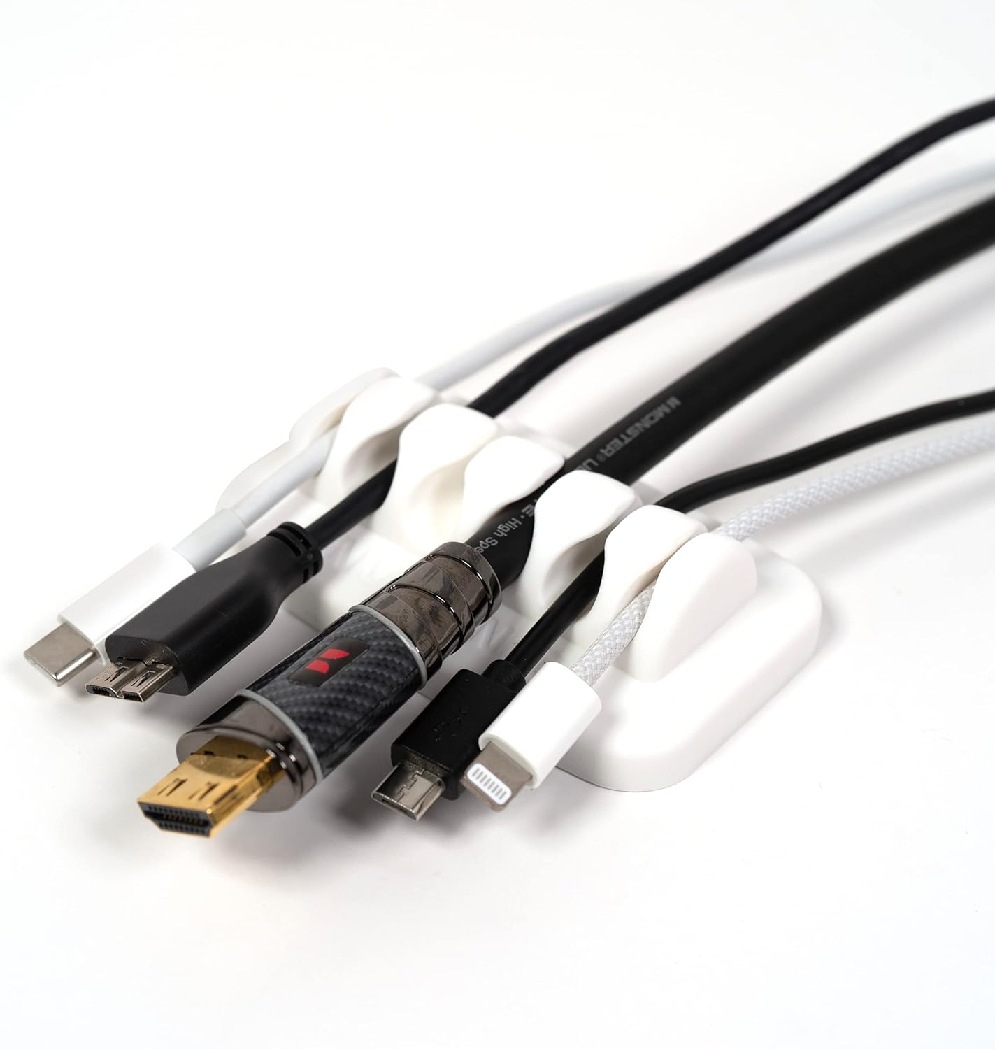 Heaviest Cable Organizer on The Market! Compact and Weighted Desktop Cord Holder and Cable Organizer, Eco-Friendly Silicone, No Bad Smell, Bundled with 4 Reusable Cable Ties! (Black)