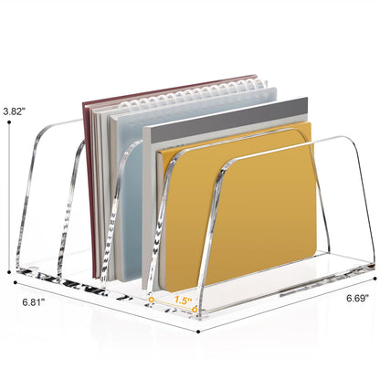 YUXUN Acrylic Mail Organizer for Desk, 2 Compartment Letter & Document Holder with Non-Slip Base, Small File Holders for Bills, Envelopes, Letters,Mails, Papers, Clear Office Supplies for School Home