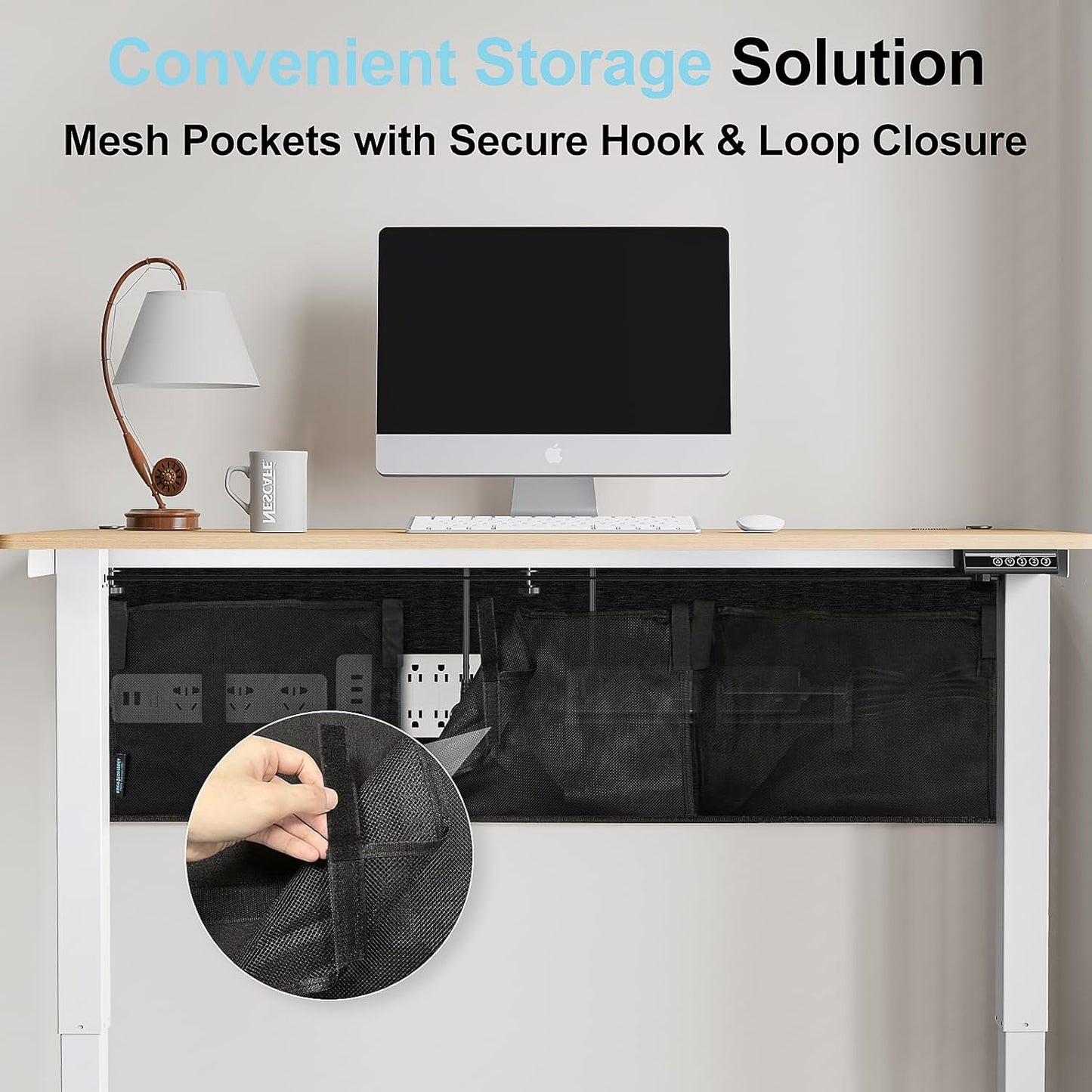 No Drill Under Desk Cable Management and Privacy Panel 2 in 1 | Modesty Panel with Cord Organizer |Felt Standing Desk Back Skirt for Office,Home(47.2")