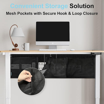 No Drill Under Desk Cable Management and Privacy Panel 2 in 1 | Modesty Panel with Cord Organizer |Felt Standing Desk Back Skirt for Office,Home(47.2")